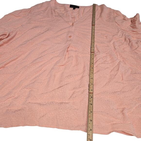 Lane Bryant Womens 26/28 Henley Top Peach Flowy Lightweight Romantic Feminine - Picture 5 of 10